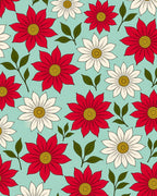 Vintage Red White Floral Garden Rug