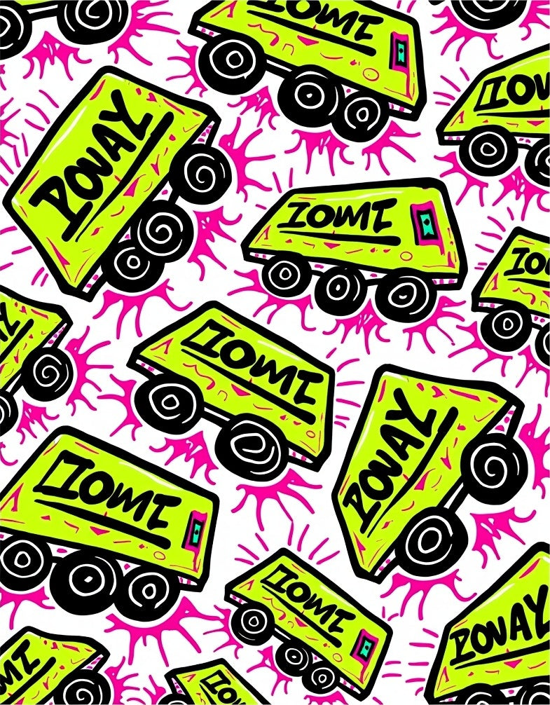 Neon Green Graffiti Vans Pink Splatter Rug
