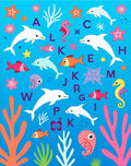 Playful Underwater Alphabet with Dolphins Rug