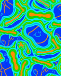 Vibrant Abstract Blue Orange Green Waves Rug