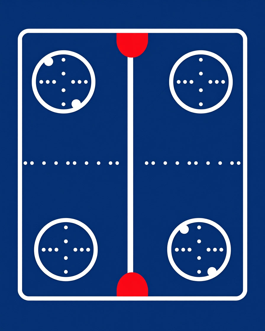 Classic Blue Red Four Circle Rug