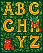 Charming Yellow Alphabet Nature Whimsical Owls Rug