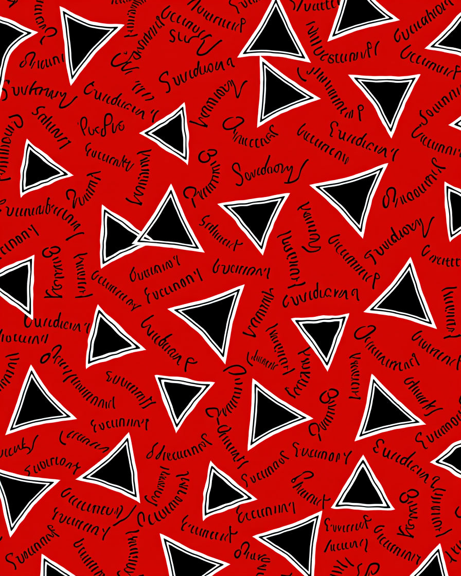 Red Black Triangle Script Scatter Rug