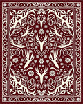 Burgundy Deer Antler Floral Medallion Rug