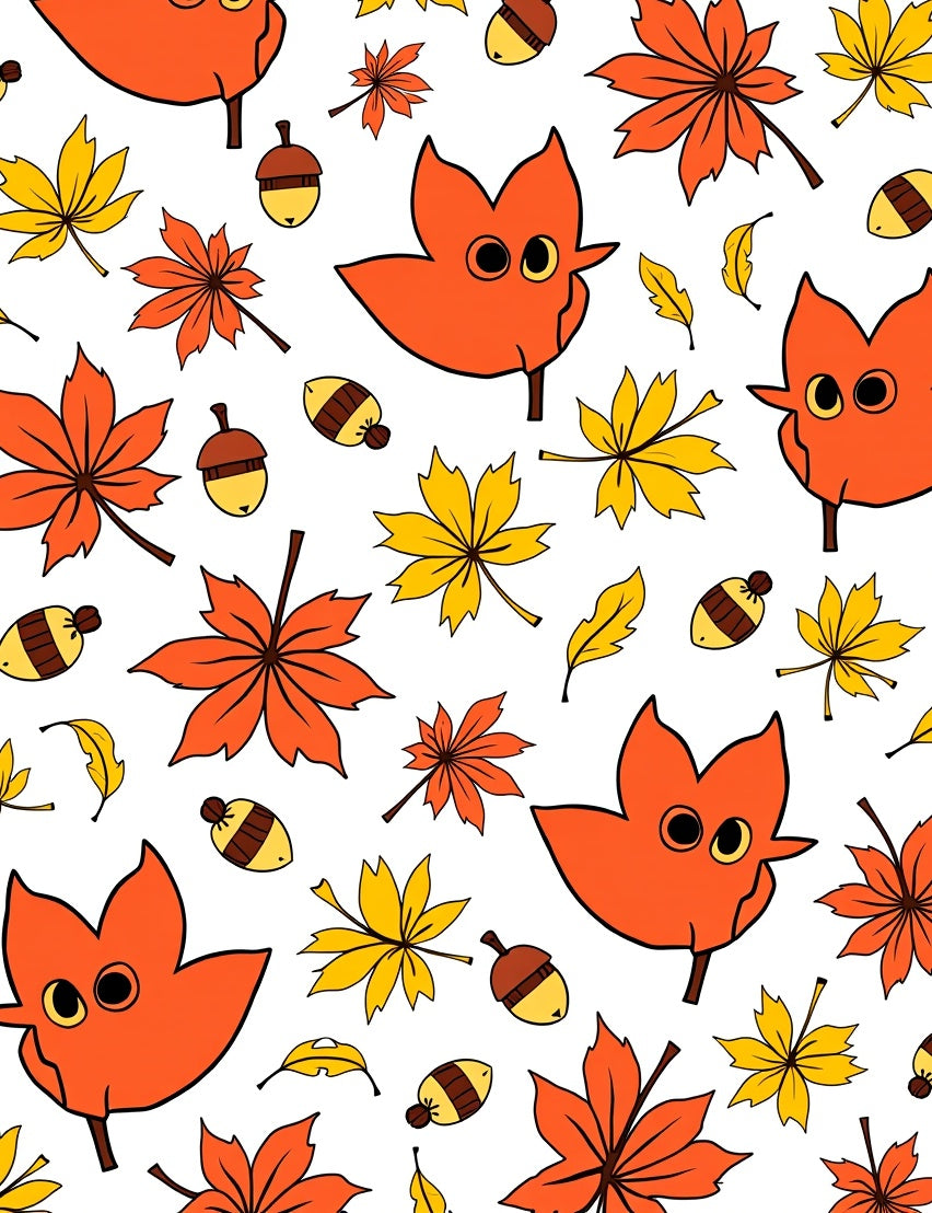 Orange and Yellow Autumn Leaves Acorns Rug