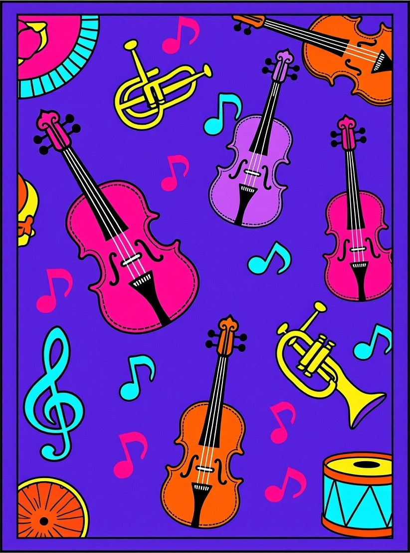 Vibrant Musical Instruments And Notes Rug