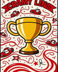 Golden Trophy Red Car Celebration Rug