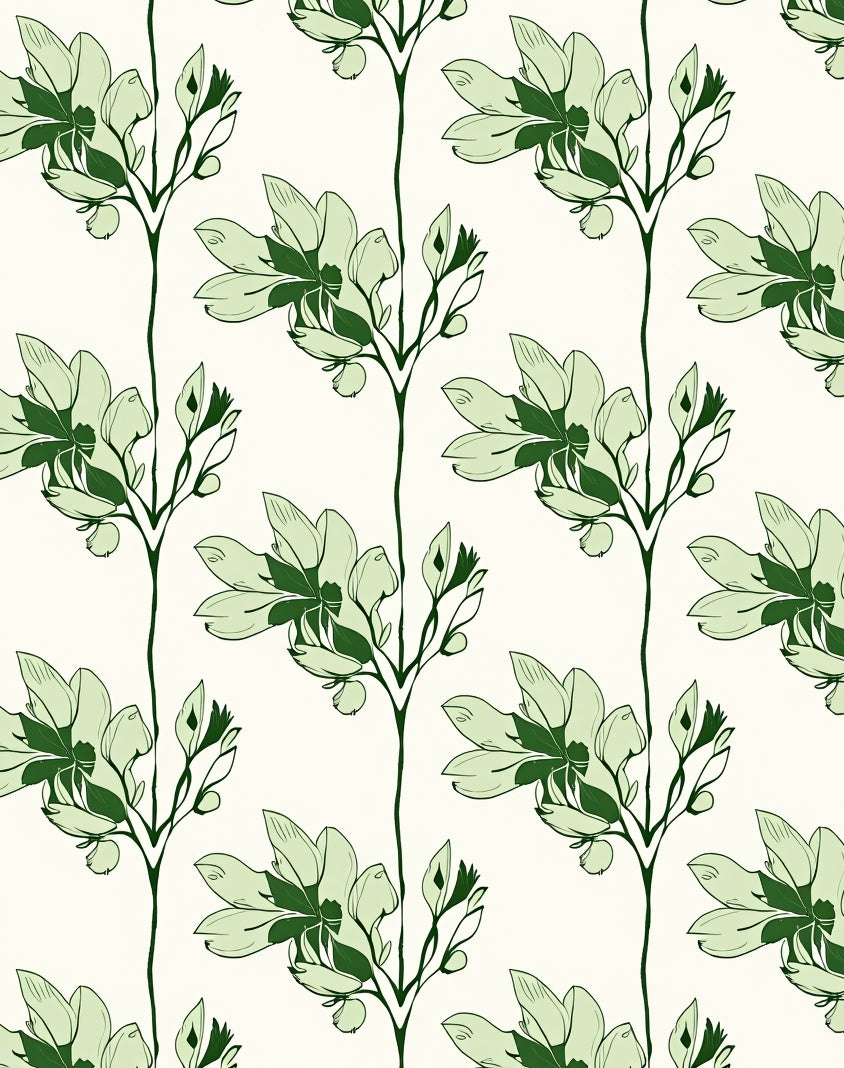 Lush Green Floral Botanical Sprig Rug