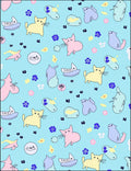 Playful Pastel Cats and Flowers Rug