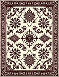 Ornate Dark Brown Floral Scroll Rug