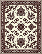 Ornate Dark Brown Floral Scroll Rug