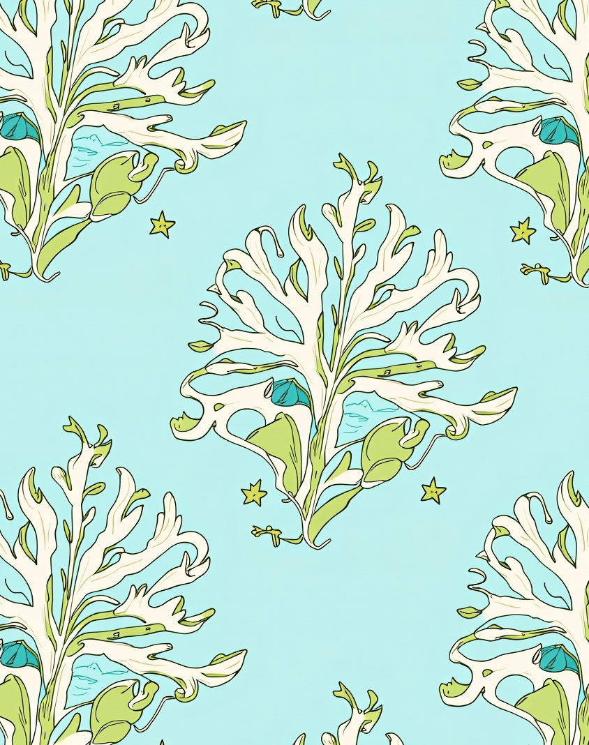 Light Blue Coral Starburst Rug