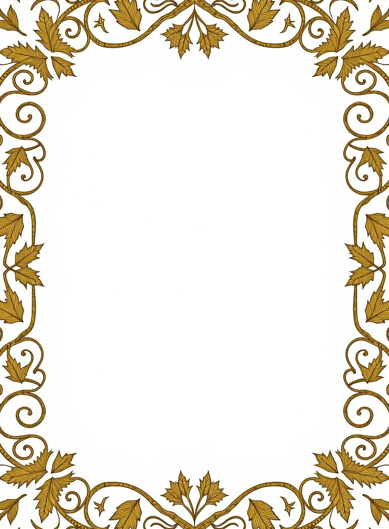 Golden Leaf Swirl Border Rug