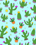 Playful Green Cactus Yellow Fuchsia Bloom Rug