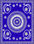 Vibrant Blue Sunburst Floral Medallion Rug