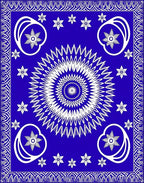 Vibrant Blue Sunburst Floral Medallion Rug