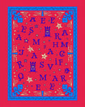 Red Blue Alphabet Star Border Rug