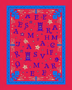 Red Blue Alphabet Star Border Rug