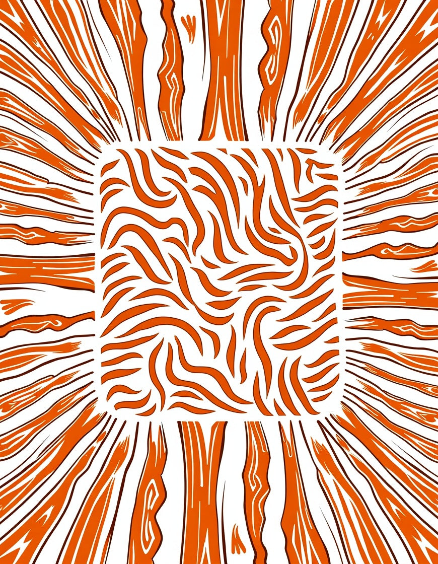 Abstract Orange Wood Grain Rug