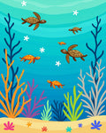 Whimsical Turtle Ocean Coral Reef Rug