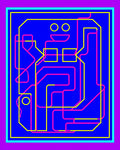 Neon Pink Yellow Line Abstract Robot Rug