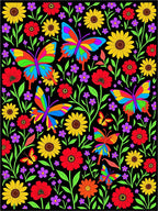 Vibrant Butterfly Garden Floral Rug