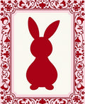 Crimson Bunny In Pink Floral Frame Rug