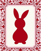 Crimson Bunny In Pink Floral Frame Rug