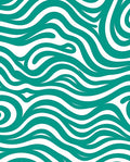 Teal White Flowing Wave Rug
