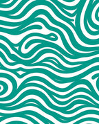 Teal White Flowing Wave Rug