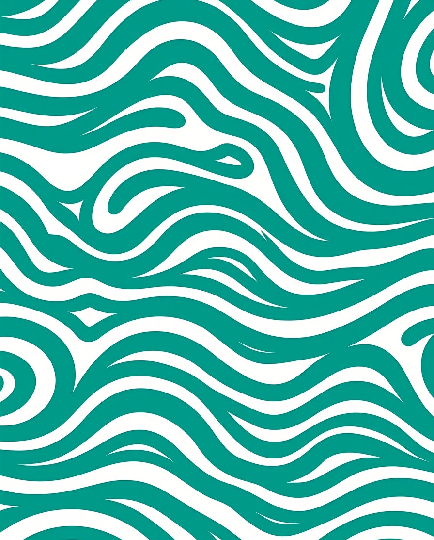Teal White Flowing Wave Rug