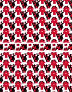 Bold Red Abstract Figurine Collage Rug
