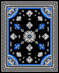Black Blue White Medallion Bordered Rug