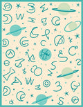 Cosmic Teal Alphabet Planets Rug