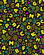 Retro Alphabet Hearts Stars Collage Design Rug
