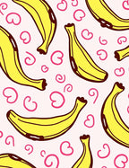 Whimsical Yellow Banana Pink Swirl Rug