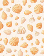 Coral Orange Seashell Collage Rug