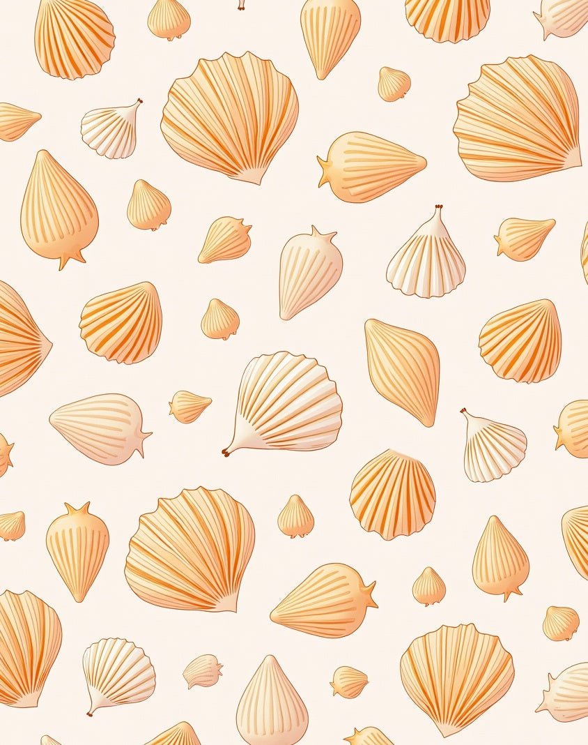 Coral Orange Seashell Collage Rug