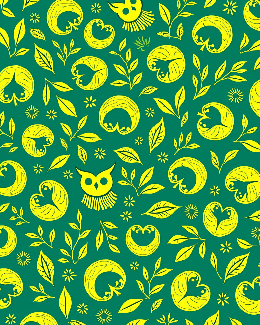Bright Yellow Owl Foliage Garden Rug
