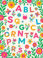 Retro Alphabet Garden Floral Arrangement Rug