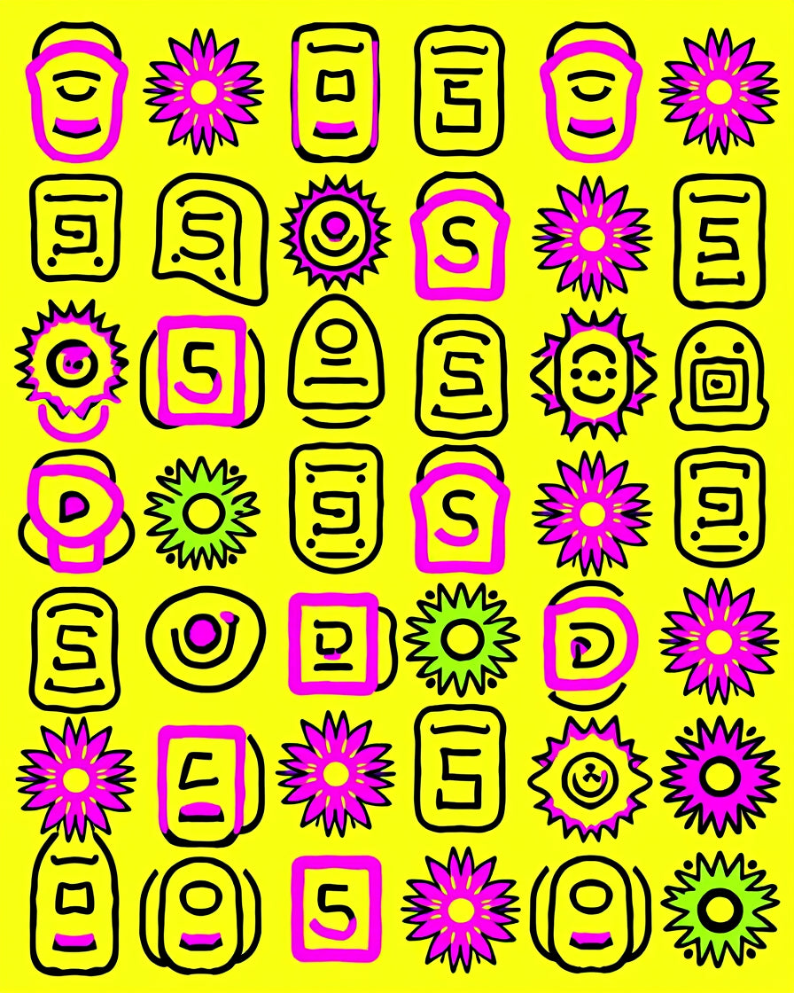 Vibrant Pink Yellow Sun Flower Collage Rug