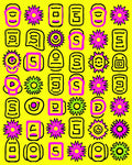 Vibrant Pink Yellow Sun Flower Collage Rug
