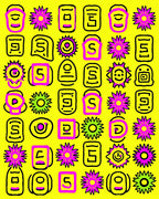 Vibrant Pink Yellow Sun Flower Collage Rug