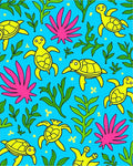 Whimsical Yellow Turtle Ocean Floor Rug
