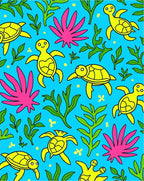 Whimsical Yellow Turtle Ocean Floor Rug