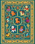Whimsical Cartoon Cats ABC Border Rug