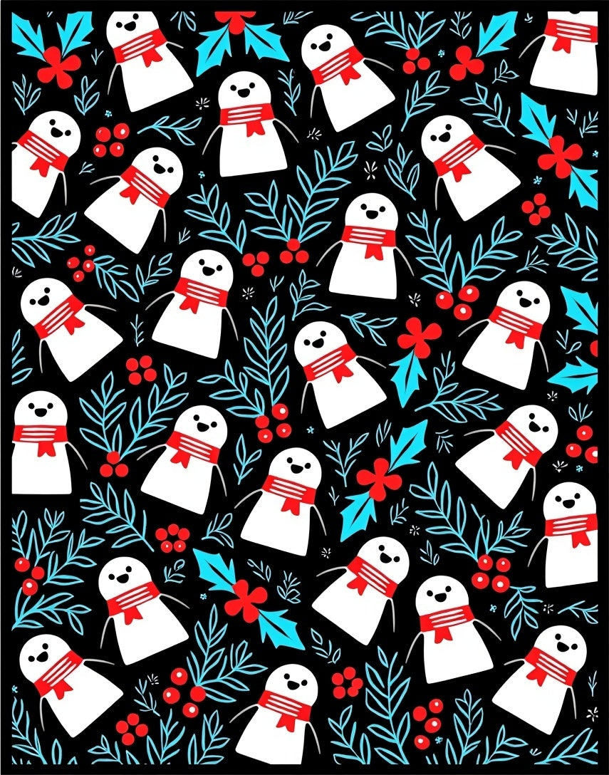 Charming Snowman Red Scarf Holly Rug