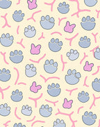 Cute Paw Prints Pink Yellow Rug