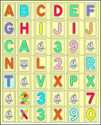 Colorful Alphabet And Numbers Grid Rug