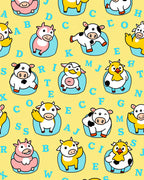Cute Farm Animal Alphabet Repeat Rug